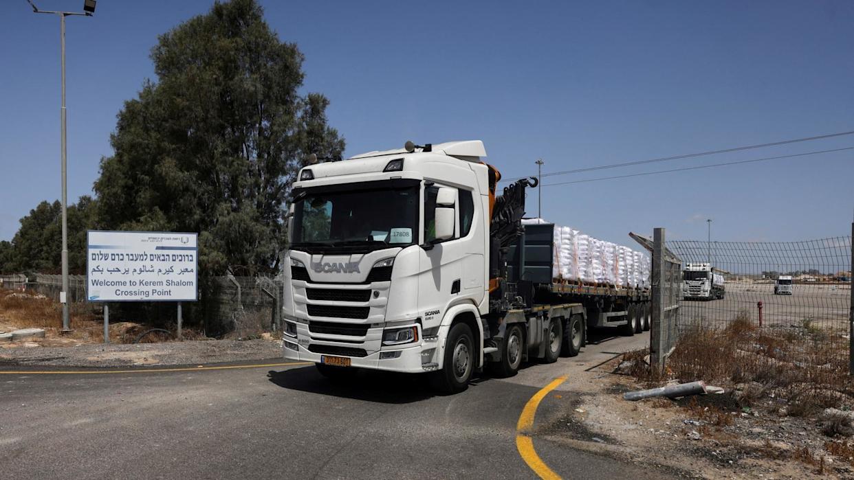 Israel lets aid into Gaza after 11-week blockade but UN calls it ‘drop in ocean’ Israel lets aid into Gaza after 11-week blockade but UN calls it ‘drop in ocean’